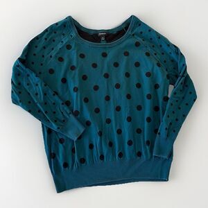 TORRIDS Sweater Teal & Black Polka Dot Size 2x  Fall Sweater Weather